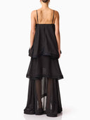 Egant Black Polka Dot Tiered Ruffle Maxi Dress