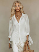 Flowy Chiffon Top & Satin Slip Dress Two-Piece Set