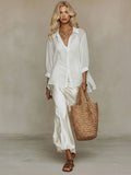 Flowy Chiffon Top & Satin Slip Dress Two-Piece Set