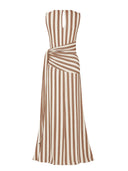 Elegant Striped Sleeveless Tie-Waist Maxi Dress