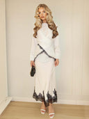 Elegant Satin Lace-trimmed Wrap Top Two-piece Set