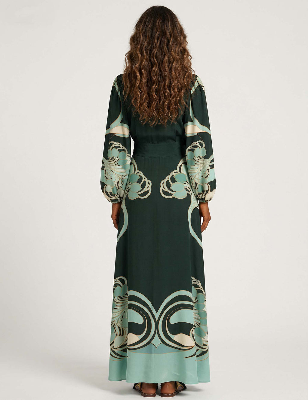 Unique Art Nouveau Style Fully Pleated Maxi Dress Cloth