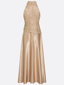 Elegant Backless Lace Satin Maxi Dress