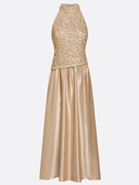 Elegant Backless Lace Satin Maxi Dress