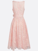 Elegant V-Neck Lace Embroidered Tie-Front Midi Dress