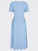 Elegant Wavy Hem A-Line Midi Dress