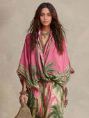 Bohemian Tropical Print High-Waist Wide-Leg Pants