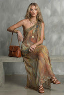 Printed Off-shoulder Maxi Dress