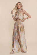 Printed Sling Top And Wide Leg Pants Set