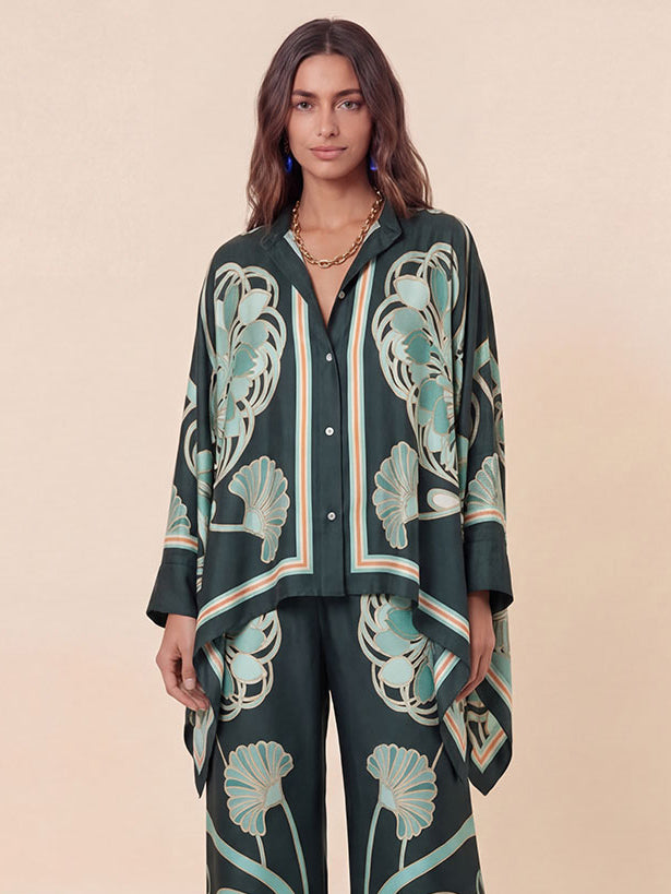 Elegant Abstract Print High-Waist Wide Leg Pants