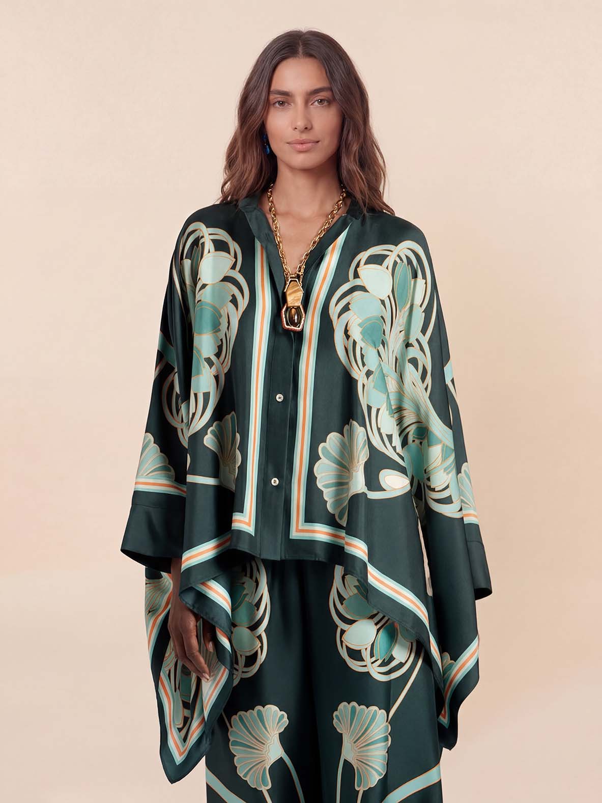 Elegant Abstract Print High-Waist Wide Leg Pants