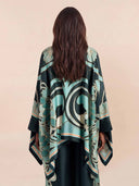 Elegant Abstract Print Satin Shirt & Wide Leg Pants Set