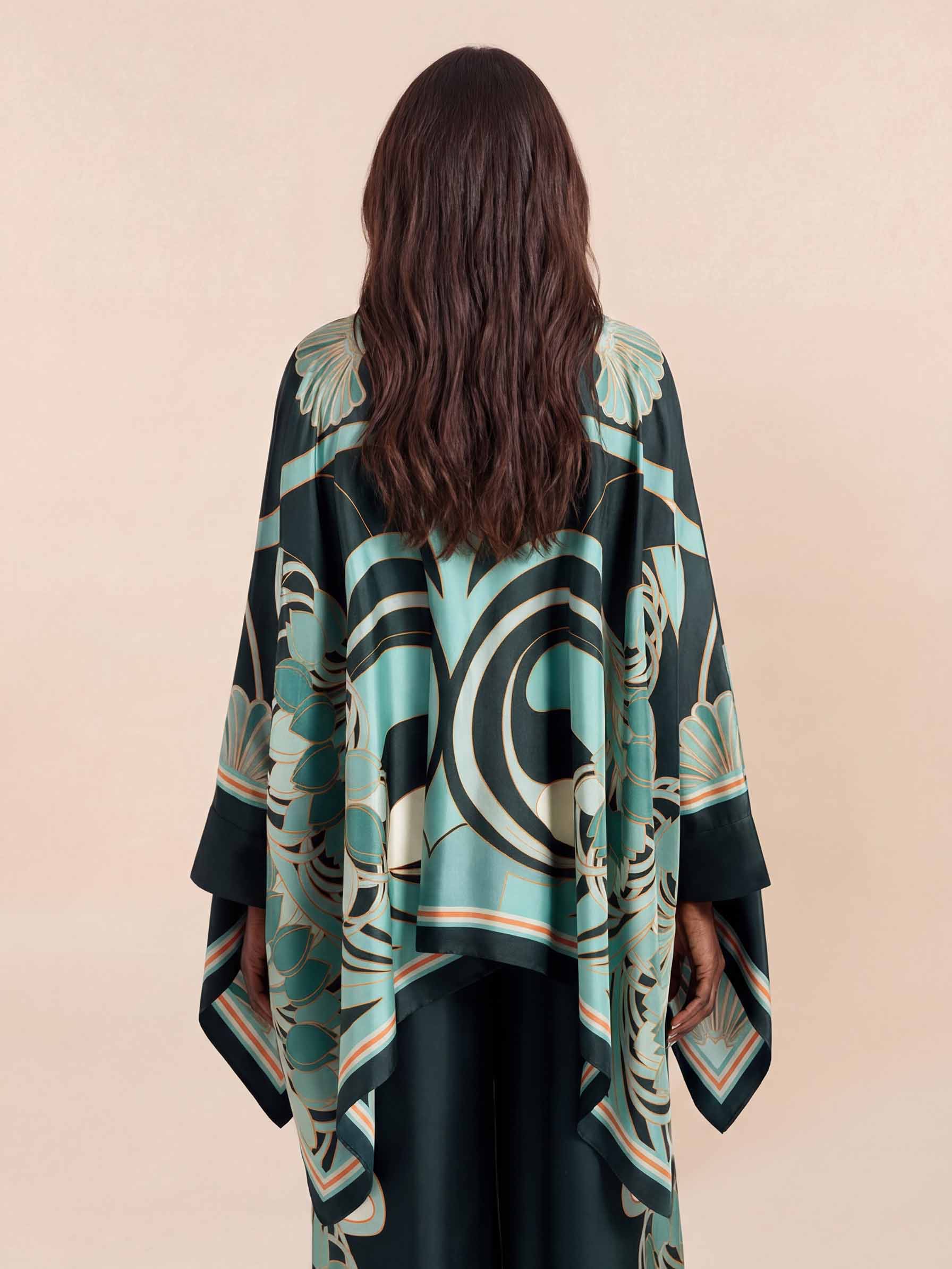Elegant Abstract Print High-Waist Wide Leg Pants