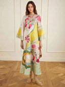 Exquisite Satin Floral Print Loose-fitting Maxi Dress