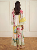 Exquisite Satin Floral Print Loose-fitting Maxi Dress