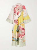Exquisite Satin Floral Print Loose-fitting Maxi Dress