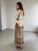 Retro Map Print Maxi Skirt