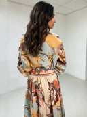 Retro Map Print Maxi Skirt
