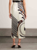 Geometric Print Satin Crop Top & Midi Skirt Two Piece Set