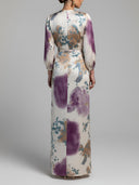 Elegant Watercolor Print Satin High-Waist Maxi Skirt