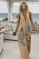 Stand Collar Printed Jumpsuit