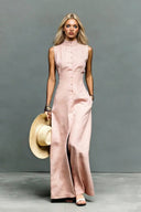 Minimalist High-Neck Sleeveless Maxi Dress