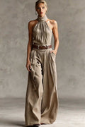 Minimalist High-Neck Off-Shoulder Jumpsuits