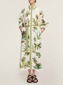 Unique Coconut Tree Print Day Dream Linen Shirtdress