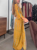 Casual Bohemian Kimono-Inspired Tie-Dye Waisted Maxi Dress