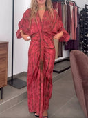 Casual Bohemian Kimono-Inspired Tie-Dye Waisted Maxi Dress