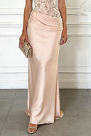 Elegant Blue Embroidery Satin Crew Neck Sleeveless Sheath Maxi Dress