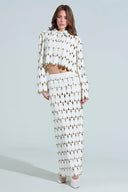 Exquisite Cut-Out Studded PU Maxi Skirt