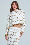 Exquisite Cut-Out Studded PU Maxi Skirt