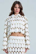 Exquisite Cut-Out Studded PU Maxi Skirt