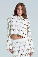 Exquisite Cut-Out Studded PU Maxi Skirt