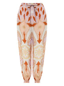 Unique Paisley Print Tie-Front Loose Top And Elastic Waist Tapered Pants Set