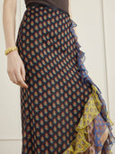 Unique Colorful Print Tiered Ruffle One-Shoulder Top Two-Piece Set