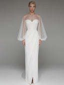 Elegant Beaded Sheer Sleeve Maxi Dress