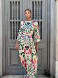 Bohemian Floral Print Loose Maxi Dress