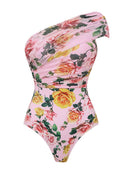 Sexy Printed One-Shoulder One-Piece Swimsuit