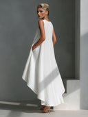 Casual Sleeveless Asymmetrical Hem Midi Dress