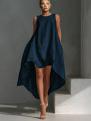 Casual Sleeveless Asymmetrical Hem Midi Dress