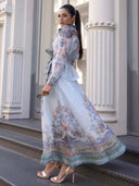 Retro Paisley Pattern Self-Tie Belt Long Skirt