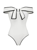 Sexy Strapless Black And White Colorblock One-Piece Swimsuit