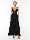 Elegant Lace Floral Applique A-Line Maxi Dress