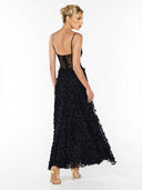 Elegant Lace Floral Applique A-Line Maxi Dress