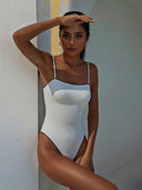 Textured Fabric Strapless Bandeau One-Piece Swimsuit