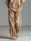 Bohemian Paisley Print Top & Wide-Leg Pants Two-Piece Set
