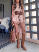 Delicate Romantic Drama Chiffon Wavy Ruffles Elastic Waist Loose Shorts