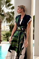 Bohemian Palm Leaf Print Maxi Dress